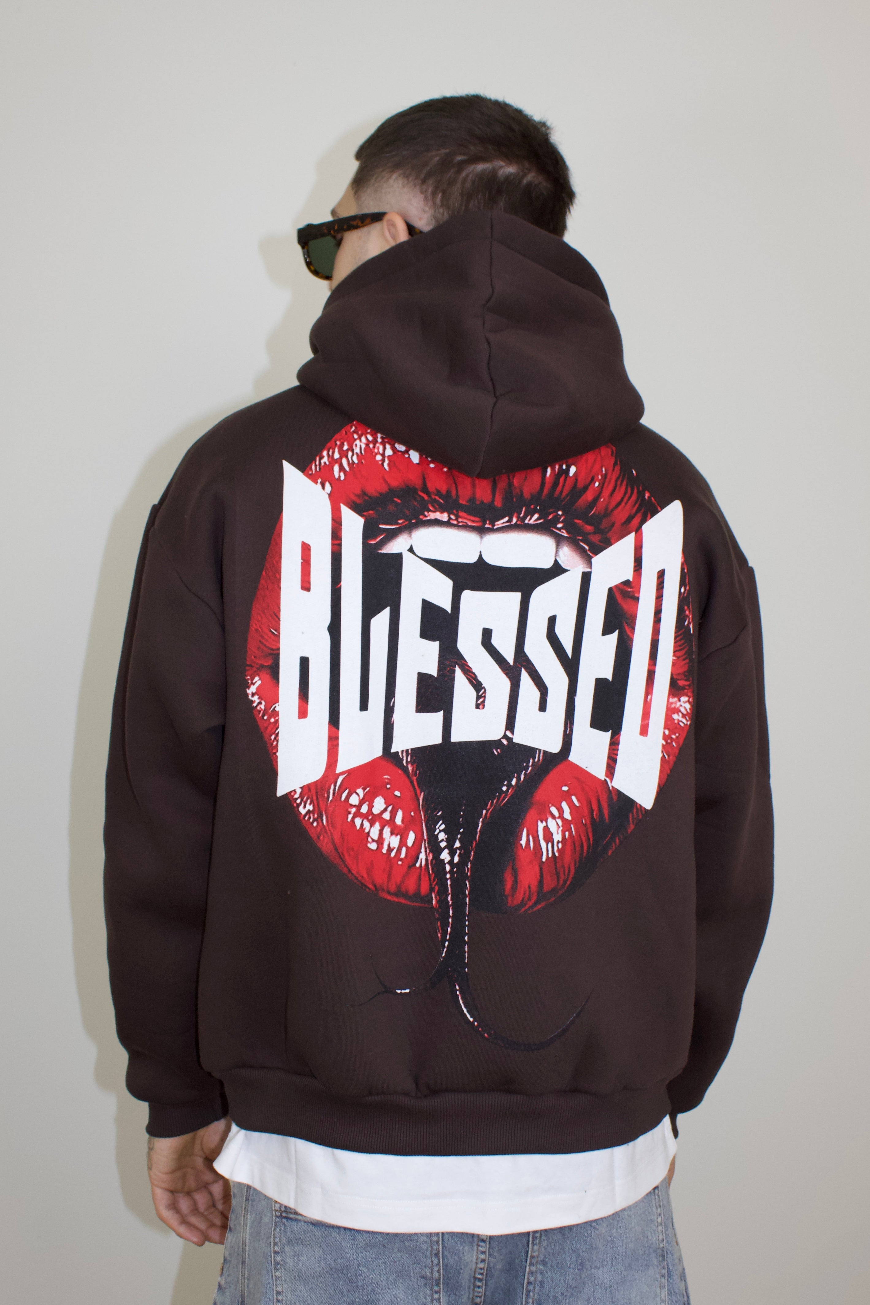 BLESSED HOODIE MARRONE